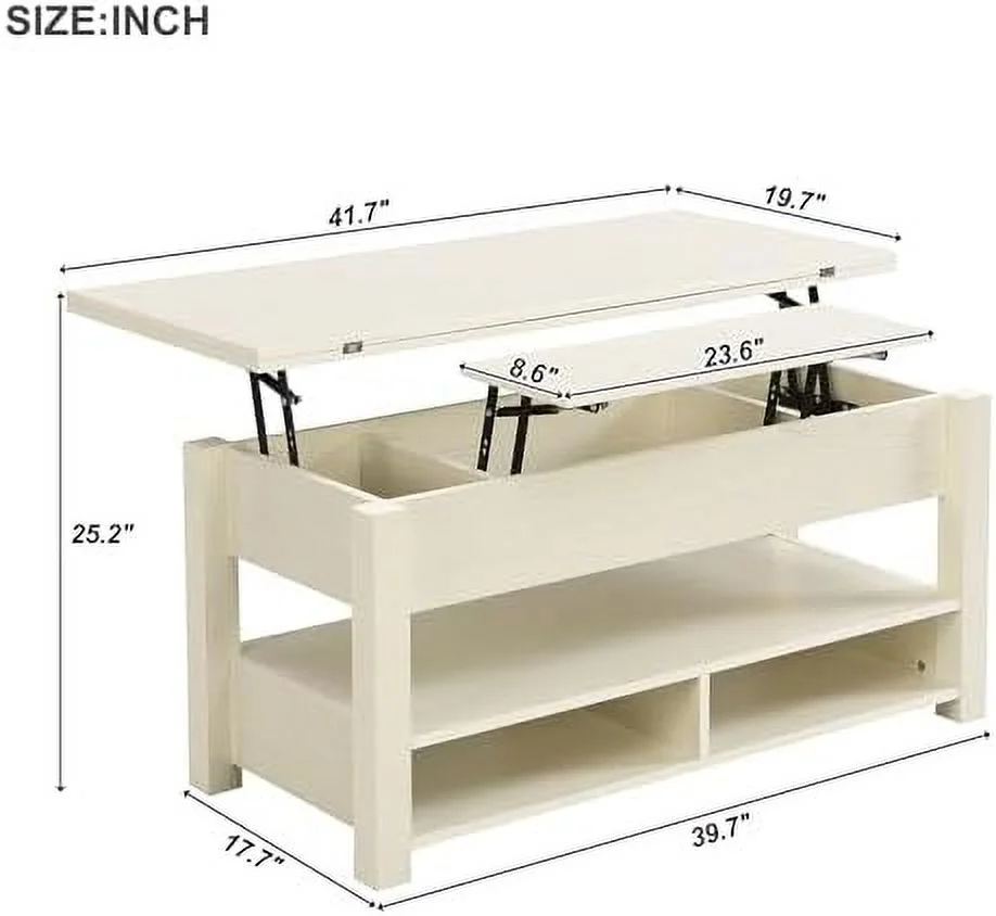 TJCGDTY Lift Top Coffee Table with Open Shelves Modern Multi-Functional Coffee Table for Living Room 3 in 1 Lift-Top Coffee Table - Curated Treasures Market