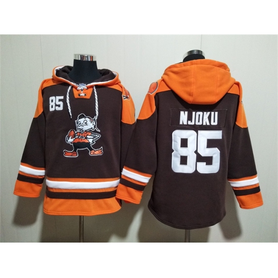 Men's Cleveland Browns #85 David Njoku Brown Ageless Must-Have Lace-Up Pullover Hoodie