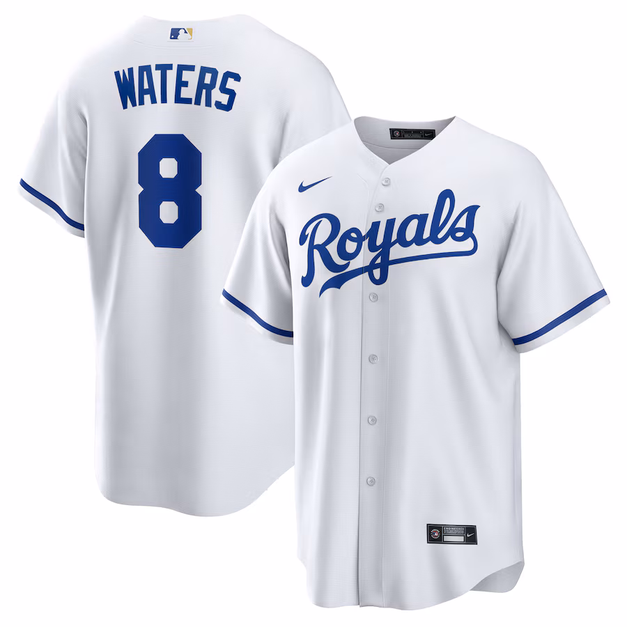 Men's Kansas City Royals Drew Waters Nike White Home Replica Jersey