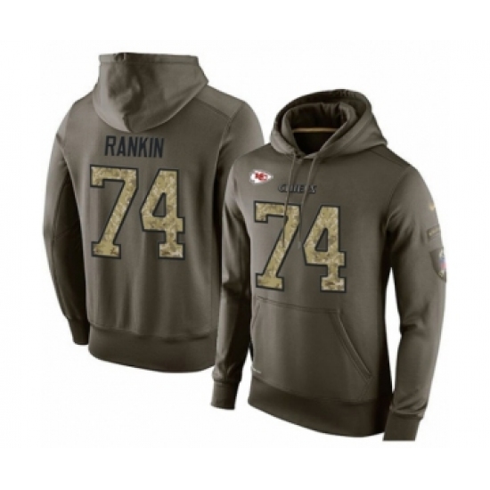 Football Men's Kansas City Chiefs #74 Martinas Rankin Green Salute To Service Pullover Hoodie