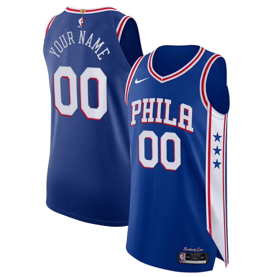 Men's Philadelphia 76ers Nike Royal Custom Authentic Jersey - Icon Edition