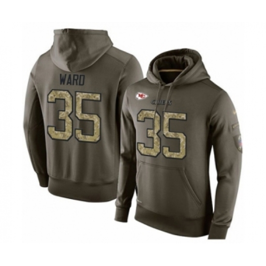 Football Men's Kansas City Chiefs #35 Charvarius Ward Green Salute To Service Pullover Hoodie