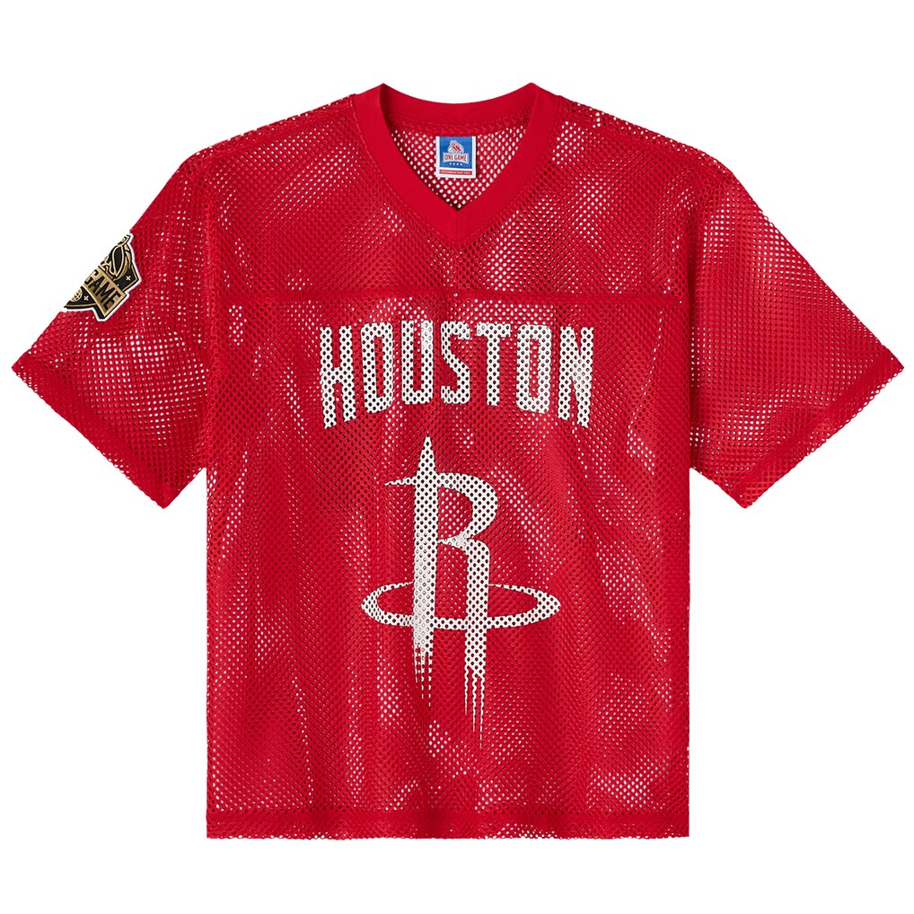 Men's Houston Rockets OVO x NBA Red Mesh Football Fashion Jersey