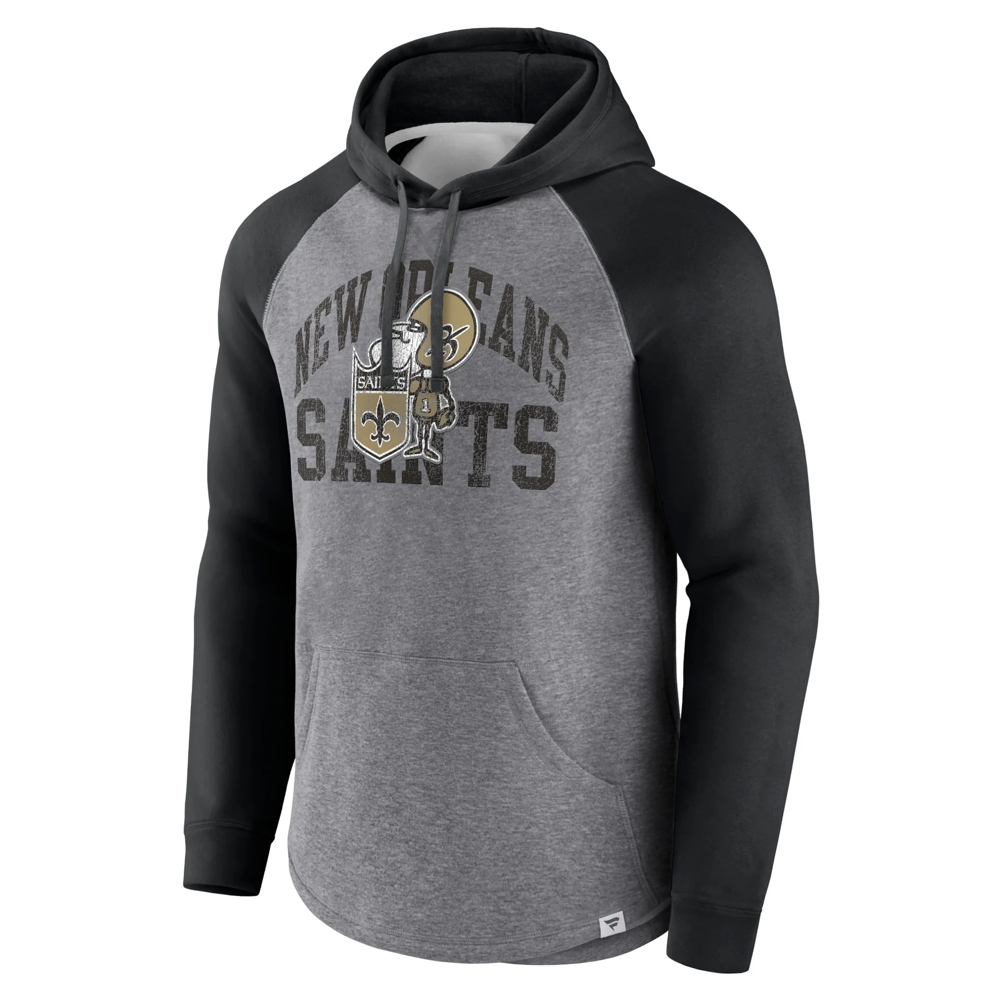 Men's Fanatics Branded Heather Gray New Orleans Saints Favorite Arch Raglan Pullover Hoodie
