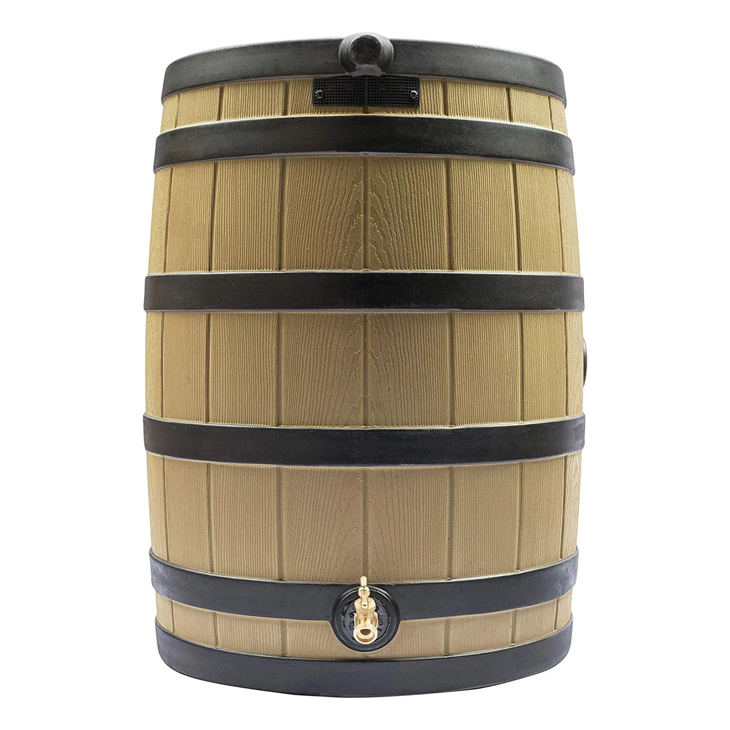 Good Ideas Rain Wizard 40-Gallon Rain Barrel - Darkened Ribs - Khaki - Curated Treasures Market
