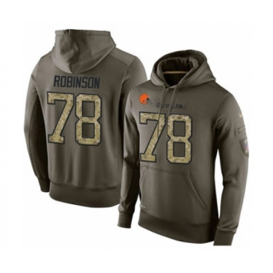Football Men's Cleveland Browns #78 Greg Robinson Green Salute To Service Pullover Hoodie