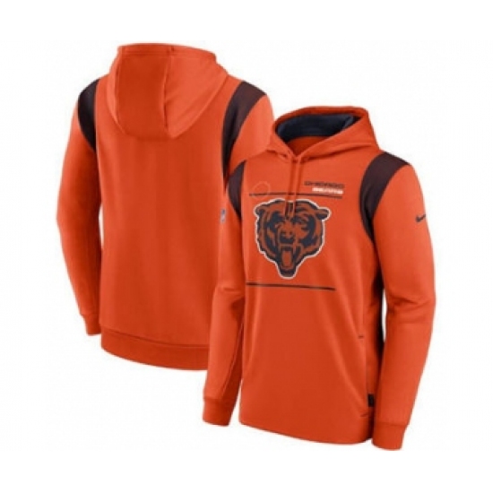 Men's Chicago Bears 2021 Orange Sideline Logo Performance Pullover Hoodie