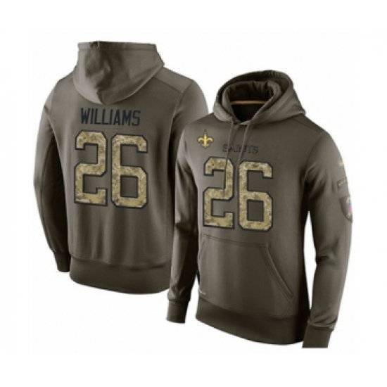 Football Men's New Orleans Saints #26 P.J. Williams Green Salute To Service Pullover Hoodie