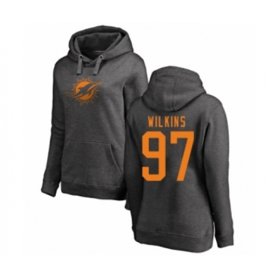 Football Women's Miami Dolphins #97 Christian Wilkins Ash One Color Pullover Hoodie