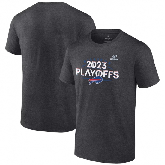 Men's Buffalo Bills Heather Charcoal 2023 Playoffs T-Shirt