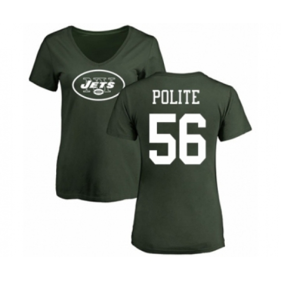 Football Women's New York Jets #56 Jachai Polite Green Name & Number Logo T-Shirt