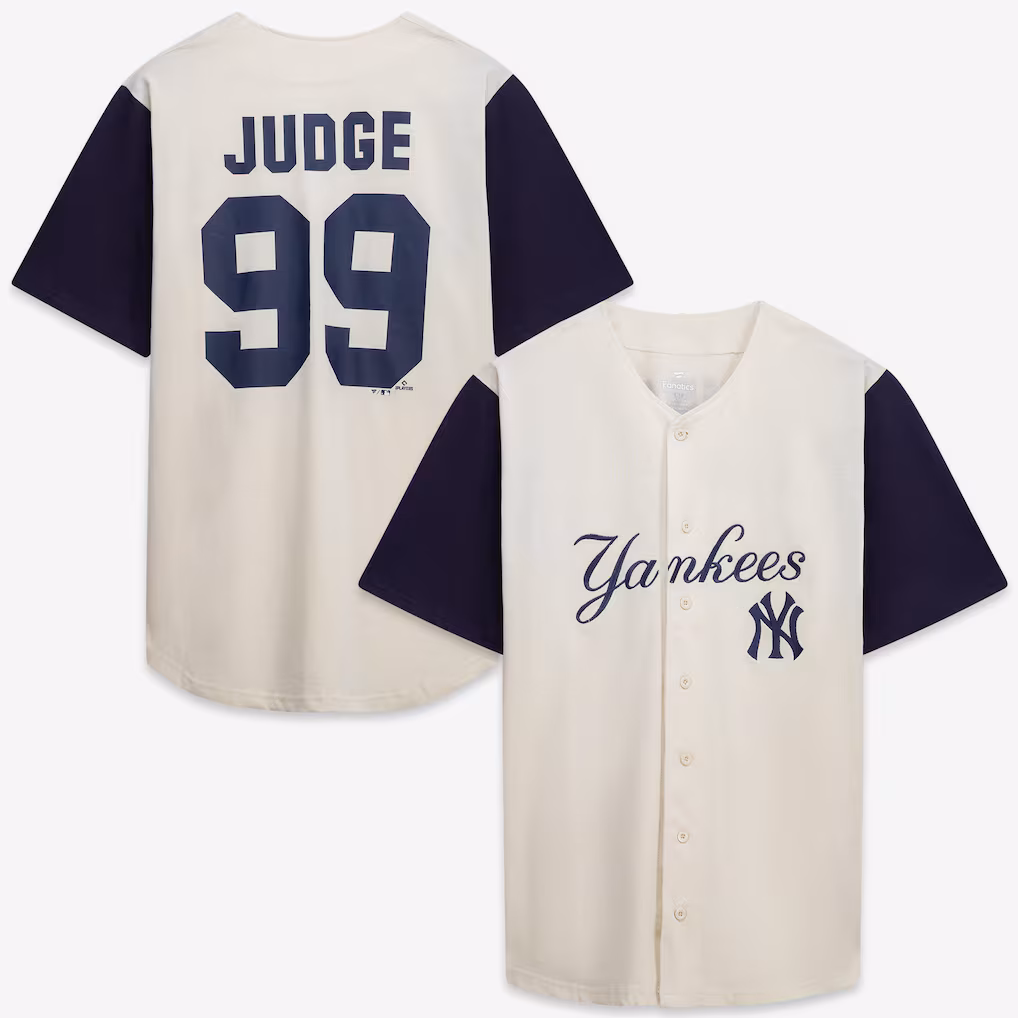 Men's New York Yankees Profile Cream/Navy Big & Tall Two-Color Fashion Jersey