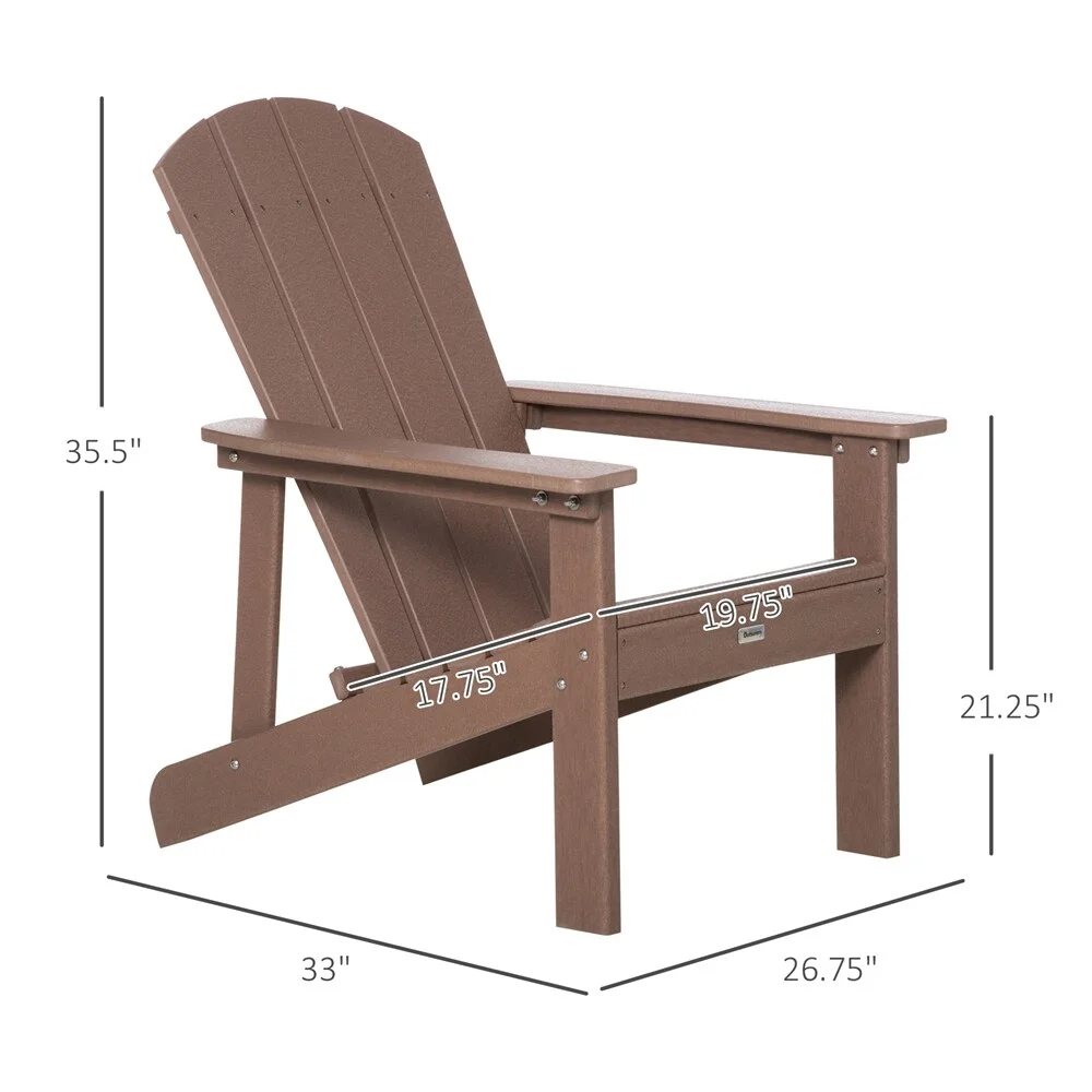 DEELIGHT Adirondack Chair,Faux Wood Patio&Fire Pit Chair,Weather Resistant HDPE Brown - Curated Treasures Market