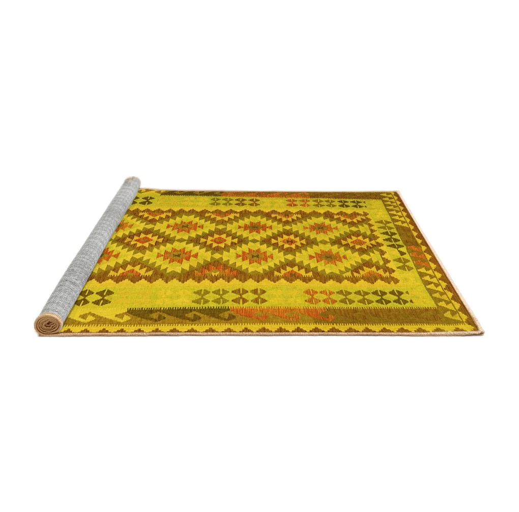 Ahgly Company Machine Washable Indoor Rectangle Southwestern Yellow Country Area Rugs, 5' x 7' - Curated Treasures Market