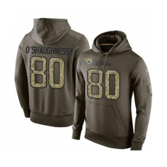 Football Men's Jacksonville Jaguars #80 James O'Shaughnessy Green Salute To Service Pullover Hoodie