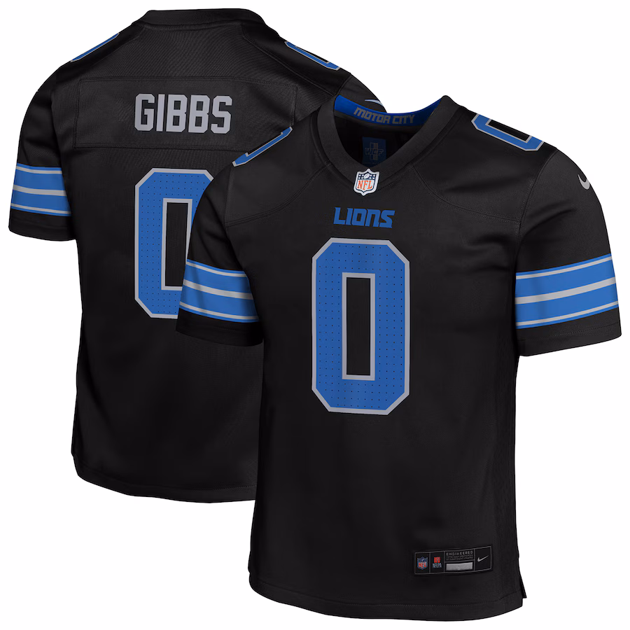 Youth Detroit Lions Jahmyr Gibbs Nike Black Game Jersey