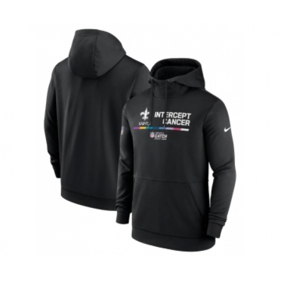 Men's New Orleans Saints 2022 Black Crucial Catch Therma Performance Pullover Hoodie
