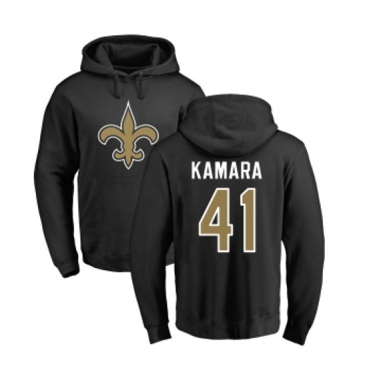 Football New Orleans Saints #41 Alvin Kamara Black Name & Number Logo Pullover Hoodie