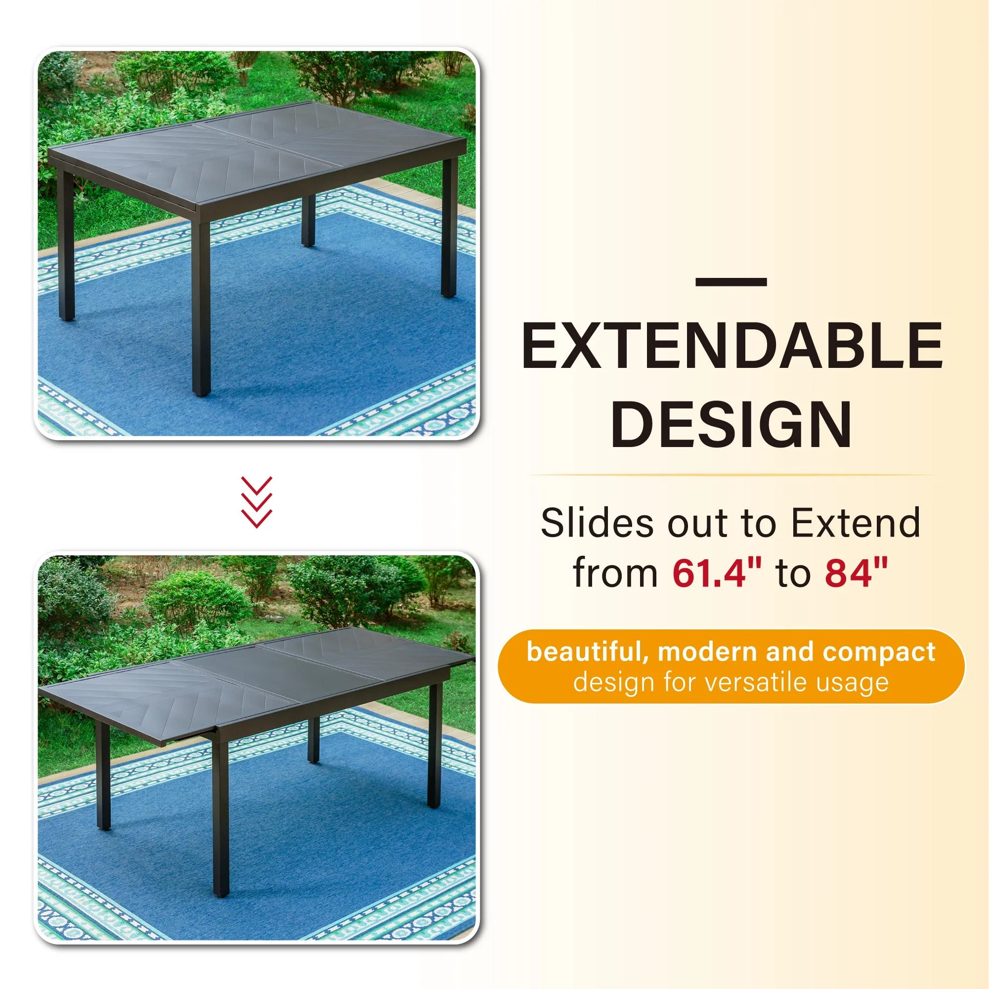 Sophia & William 9 Pieces Metal Outdoor Patio Dining Set with Extendable Table - Black - Curated Treasures Market