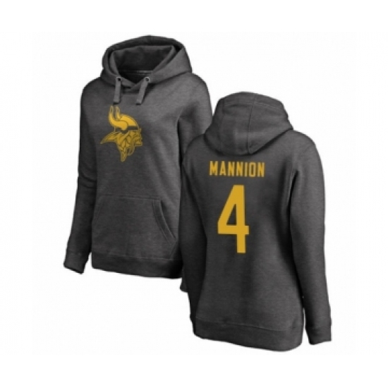 Football Women's Minnesota Vikings #4 Sean Mannion Ash One Color Pullover Hoodie