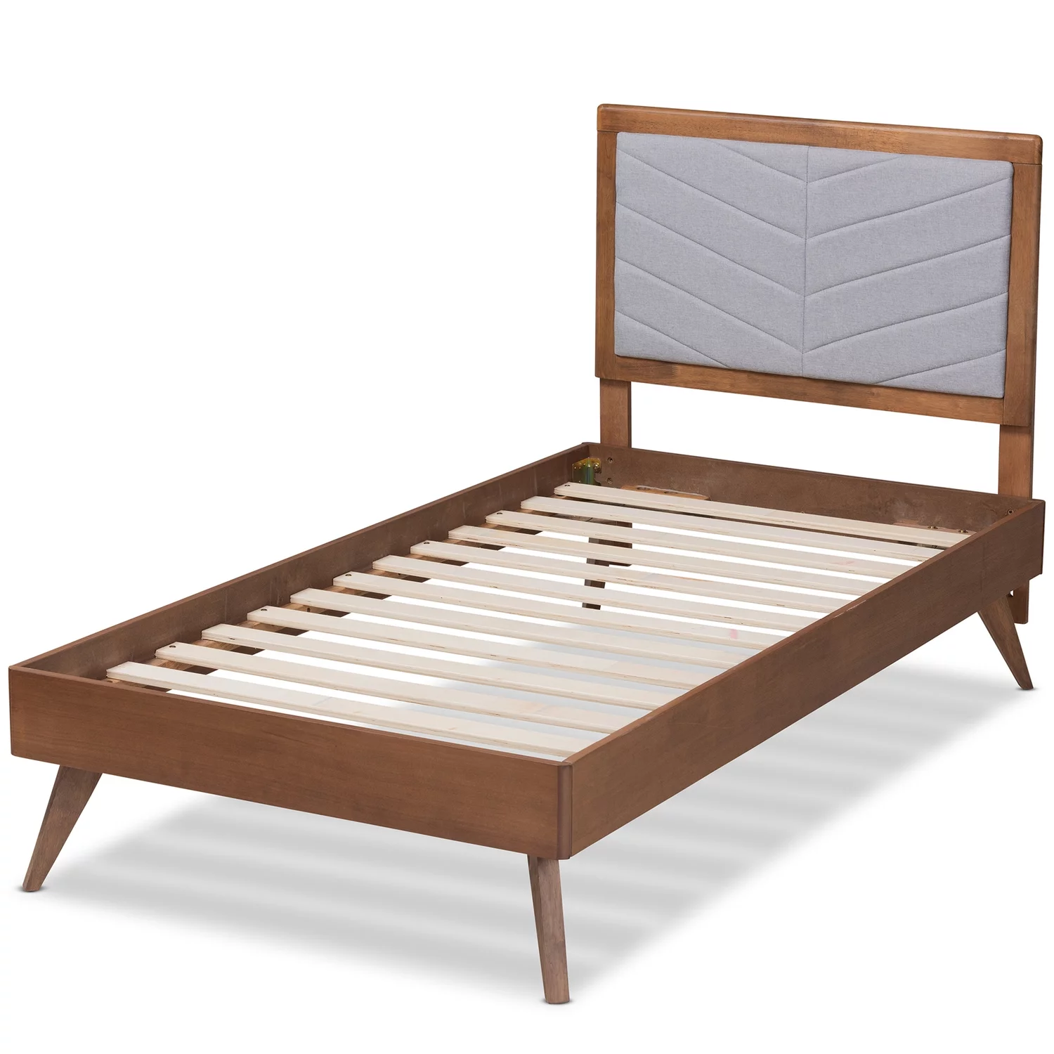 Baxton Studio Roze Light Grey and brown Finished Wood Twin Size Platform Bed
