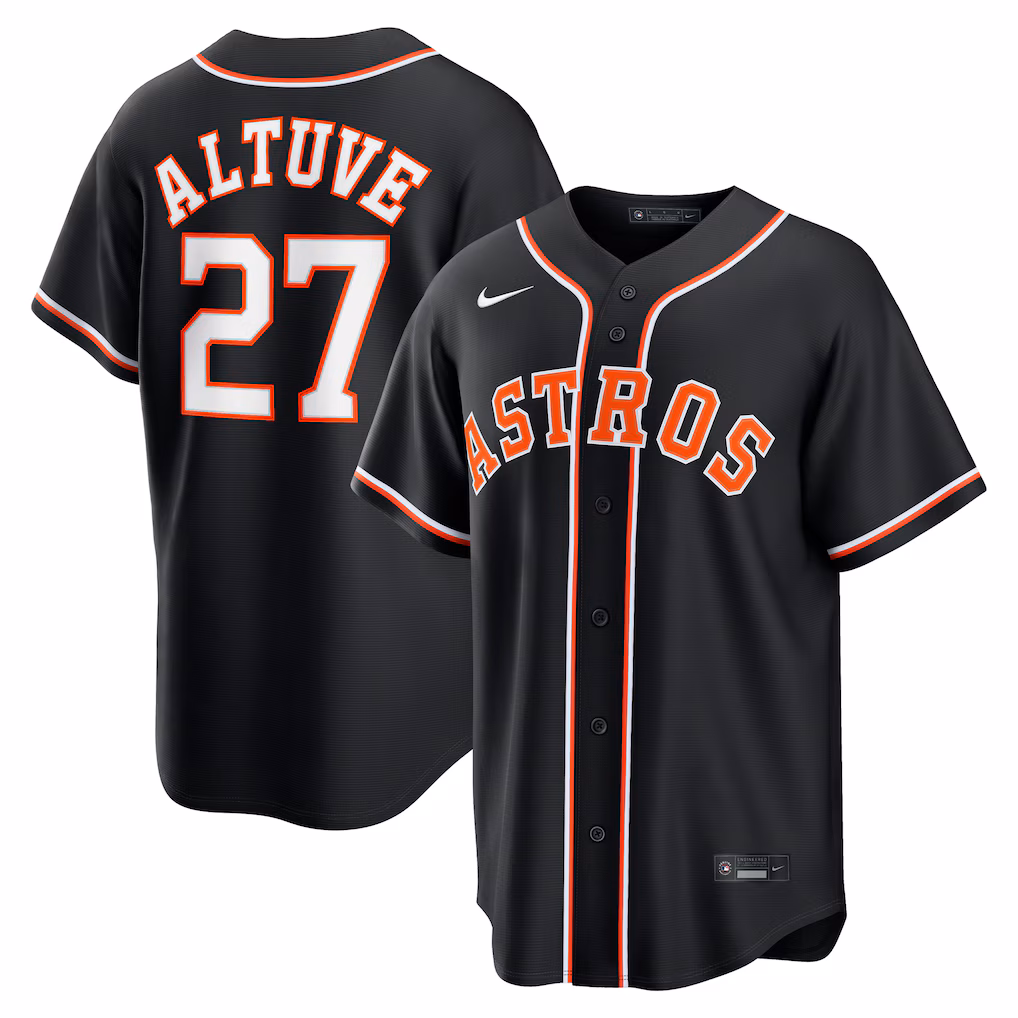 Men's Houston Astros Jose Altuve Nike Fashion Replica Black Out Jersey