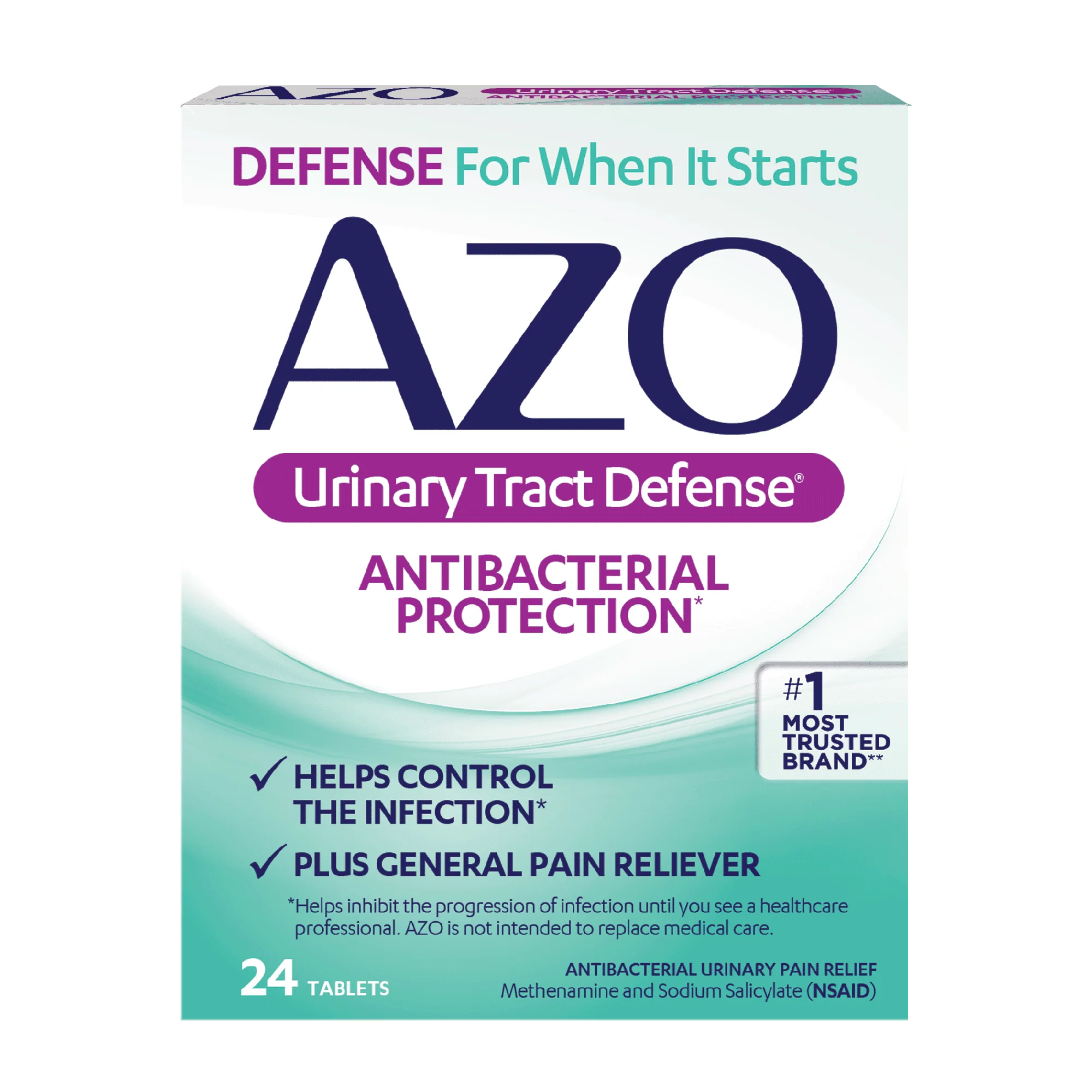 AZO Urinary Tract Defense Antibacterial Protection, #1 Most Trusted Urinary Health Brand, 24 Tablets