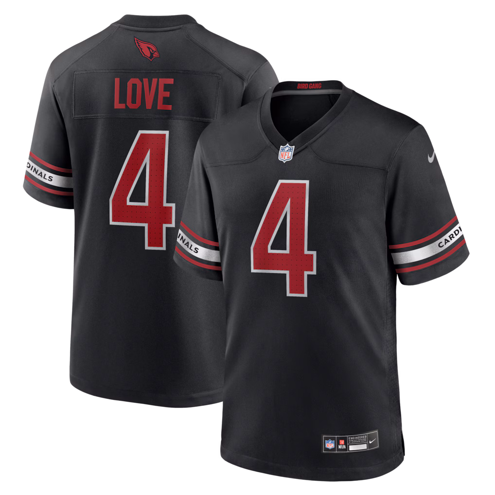 Men's Arizona Cardinals Jeremiyah Love Nike Black Alternate  Jersey