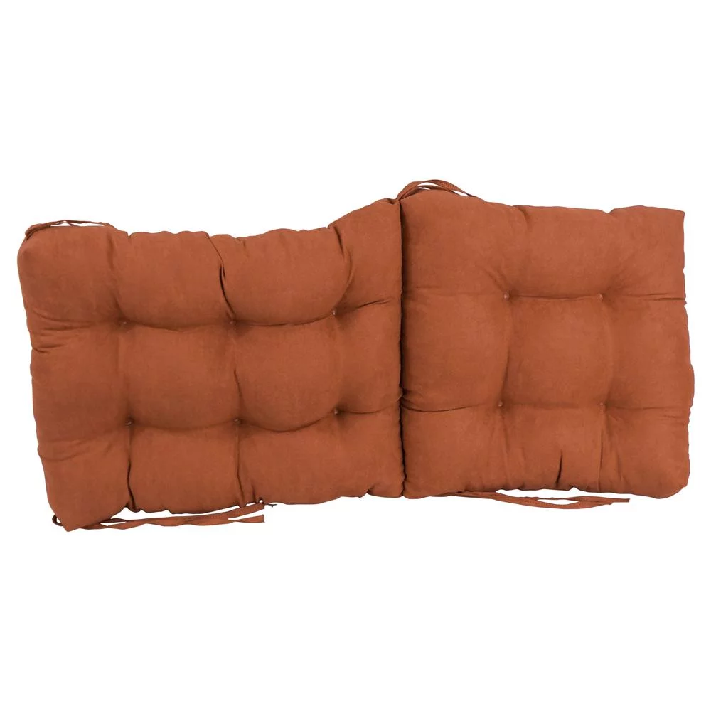 Blazing Needles  18 x 38 in. Solid Microsuede Tufted Chair Cushion, Spice - Curated Treasures Market