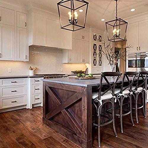 SAeWare 4-Light Metal Cage Pendant Lantern Light Industrial Chandelier Fixture Brushed Nickel Vintage for Farmhouse Kitchen Island Foyer Hall Dining Room Ceiling Lighting