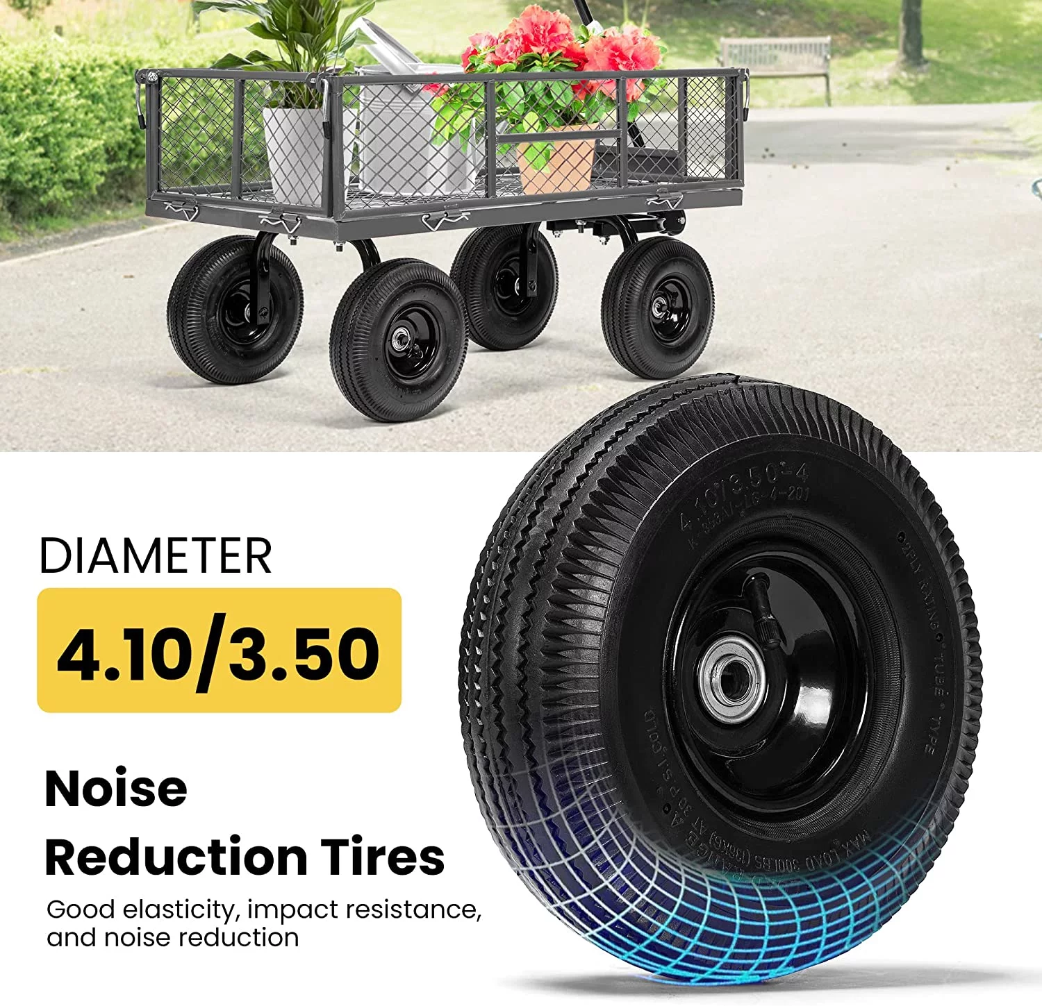 VIVOHOME Heavy Duty Mesh Steel Garden Cart 880 Lbs, Folding Utility Wagon with 10 Inch Wheels, Grey - Curated Treasures Market