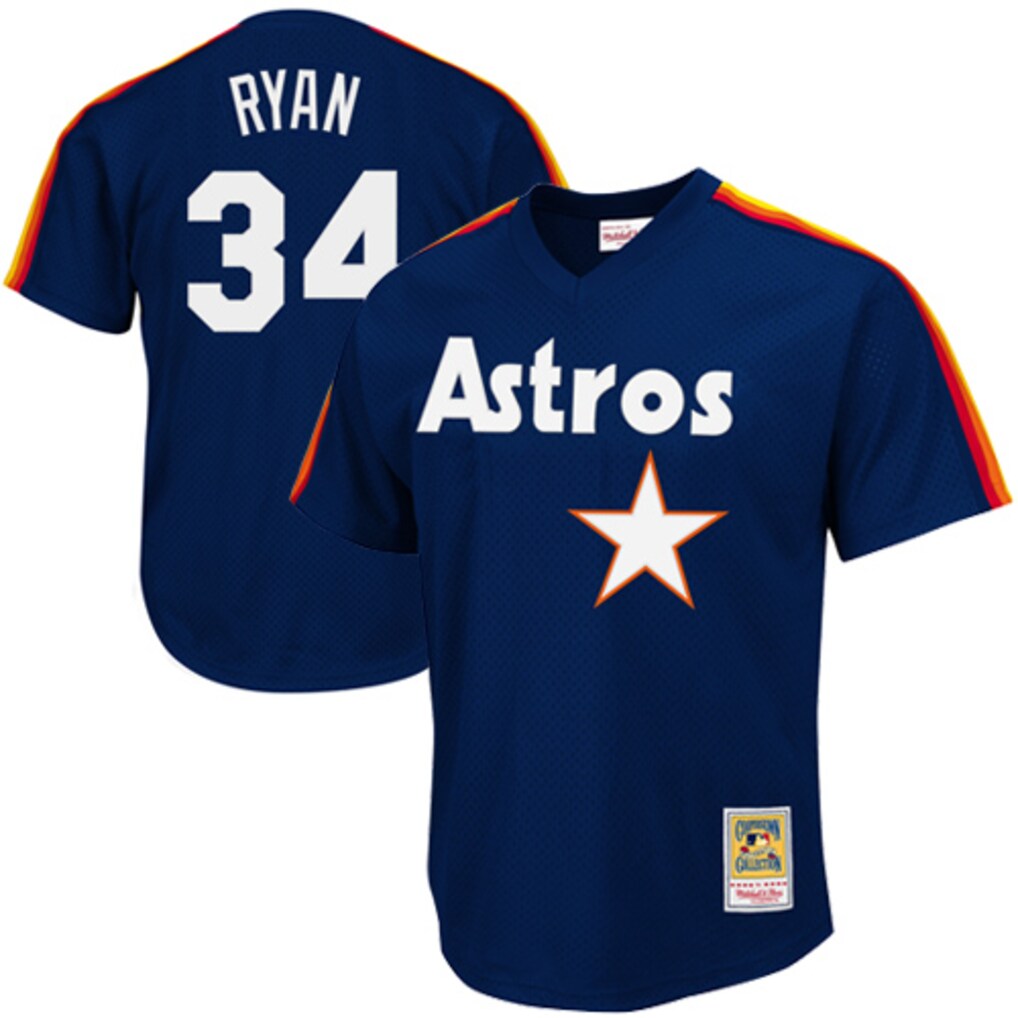 Men's Houston Astros Nolan Ryan Mitchell & Ness Navy Authentic Batting Practice Jersey