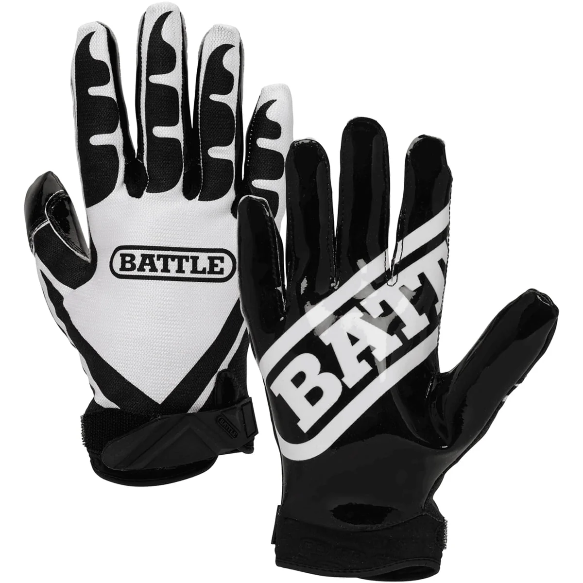 Battle Receivers Ultra-Stick Football Gloves - Large - Black/White