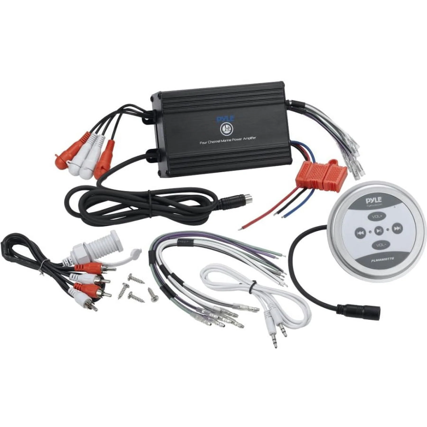 NEW Pyle PLMRMBT5B 2 Channel Marine Bluetooth Boat ATV Amplifier + Controller