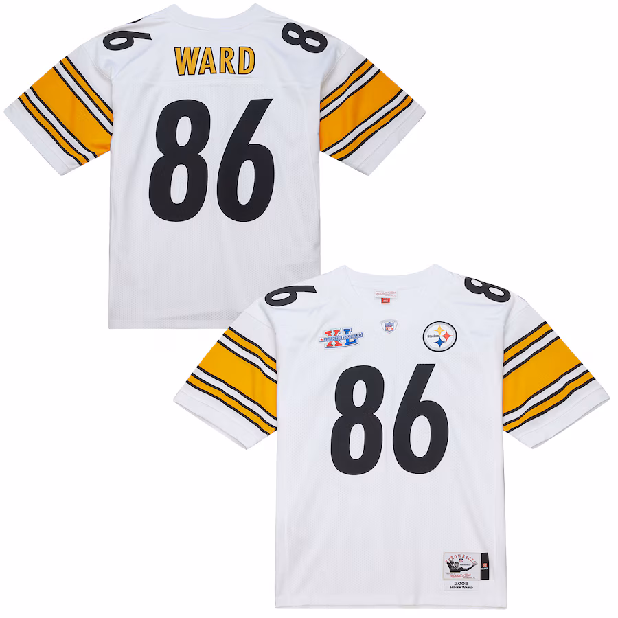 Men's Pittsburgh Steelers Hines Ward Mitchell & Ness White 2005 Authentic Throwback Retired Player Jersey