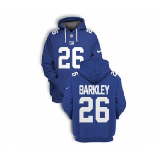 Men's New York Giants #26 Saquon Barkley 2021 Blue Pullover Football Hoodie