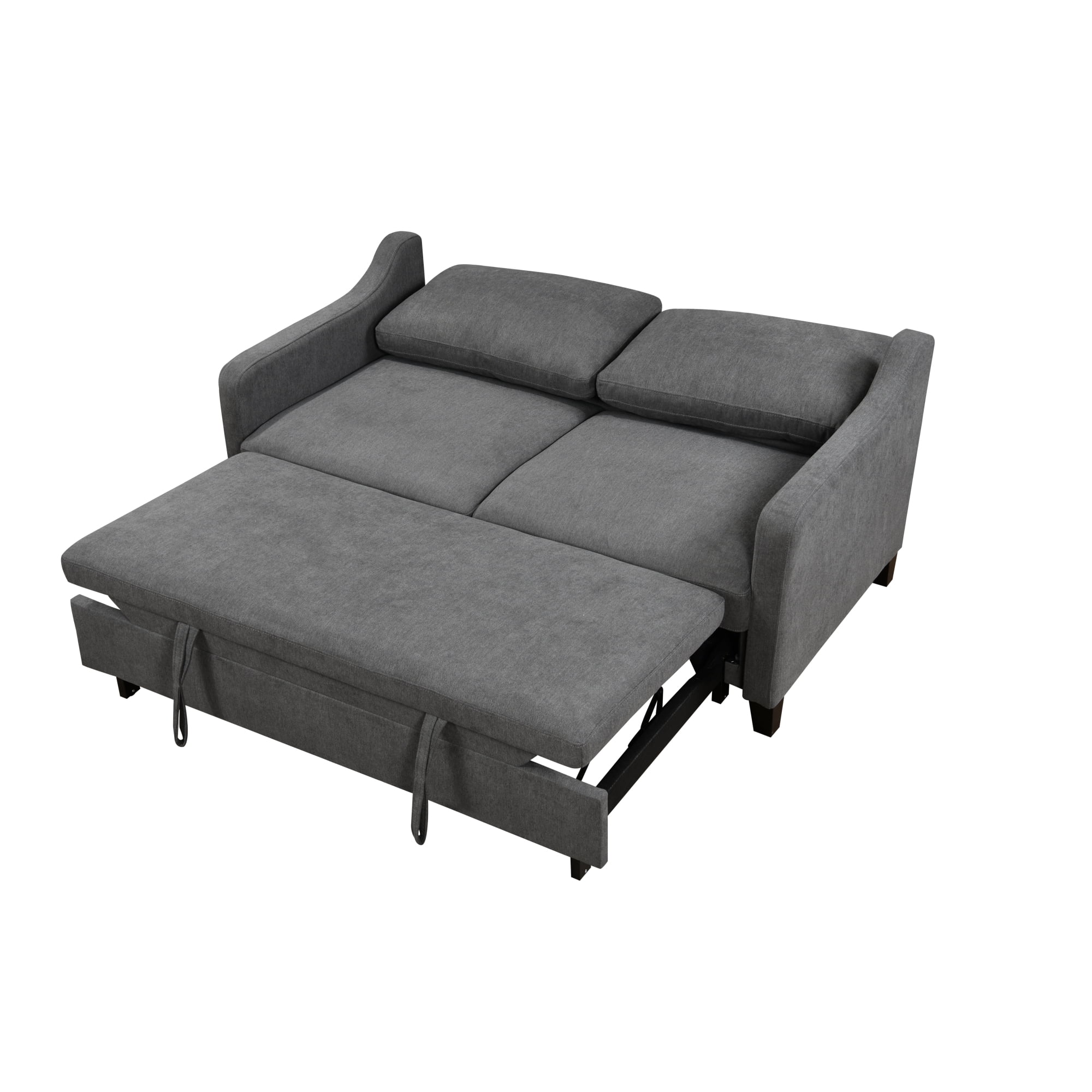 69 3 in 1 Convertible Queen Sleeper Sofa Bed. Modern Fabric Loveseat Futon Sofa Couch w/Pullout Bed. Love Seat Lounge Sofa w/Reclining Backrest. Furniture for Living Room. Dark Grey