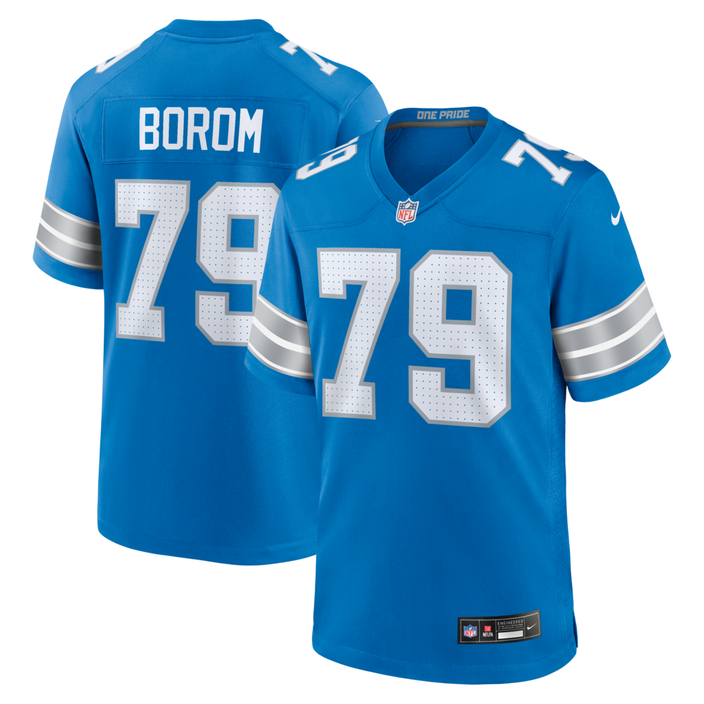 Men's Detroit Lions Larry Borom Nike Blue Team Game Jersey