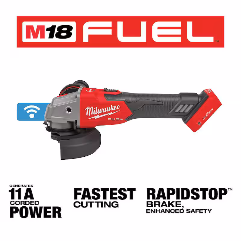 M18 FUEL 18V Lithium-Ion Brushless Cordless 4-1/2 in./5 in. Braking Grinder with Slide Switch (Tool-Only)