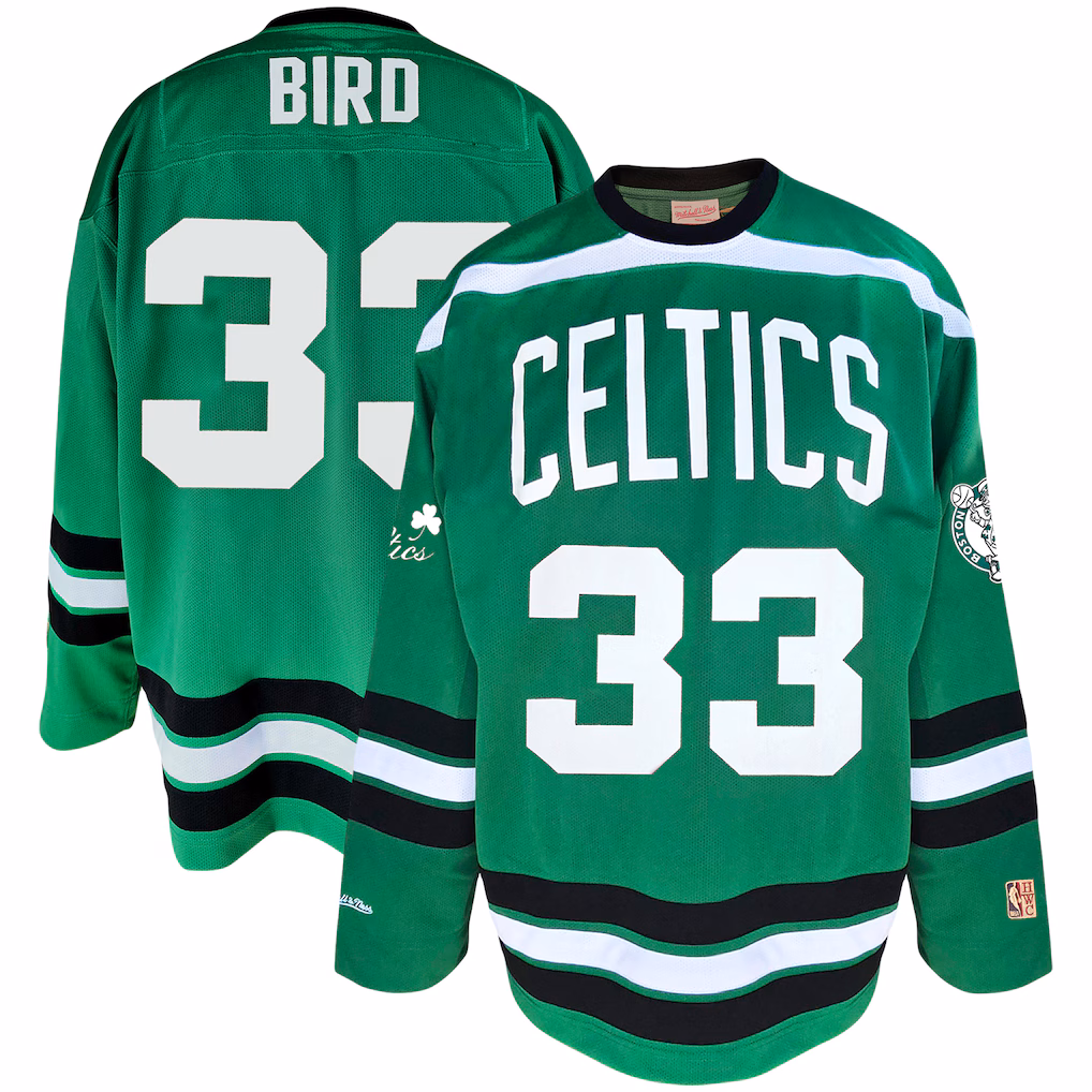 Men's Boston Celtics Larry Bird Mitchell & Ness Kelly Green Big & Tall NBA Hockey Jersey