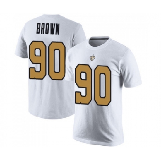 Football New Orleans Saints #90 Malcom Brown White Rush Pride Name & Number T-Shirt