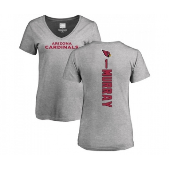 Football Women's Arizona Cardinals #1 Kyler Murray Ash Backer V-Neck T-Shirt