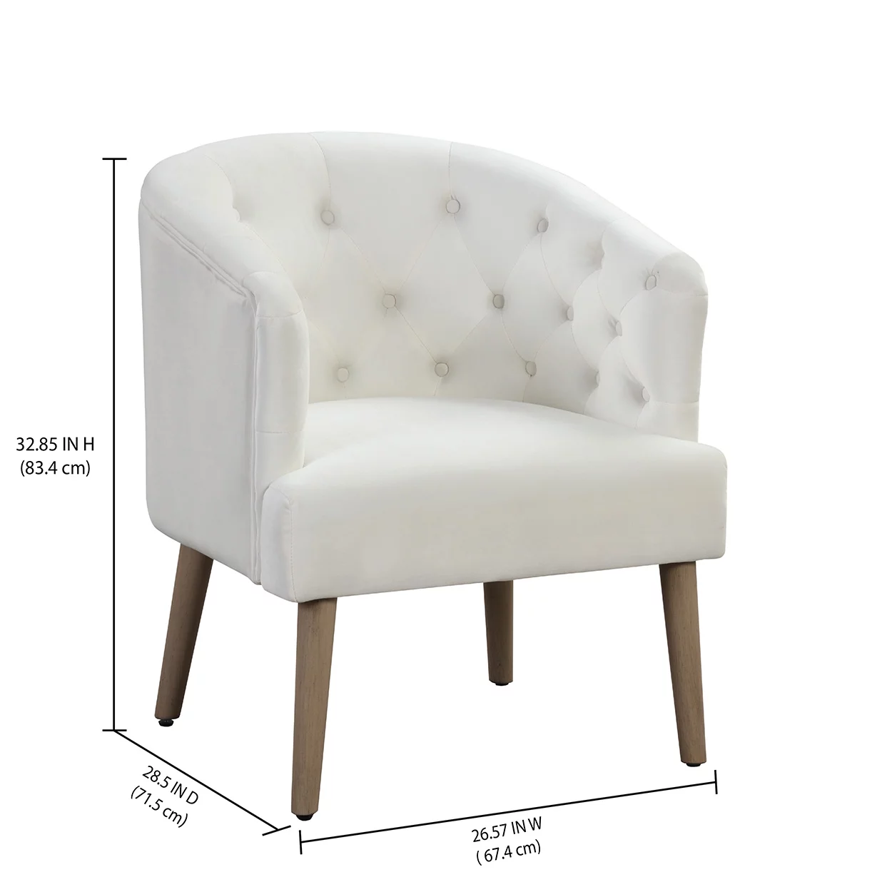 Better Homes & Gardens Barrel Accent Chair, Vanilla Dream Beige, Velvet Upholstery, Adult