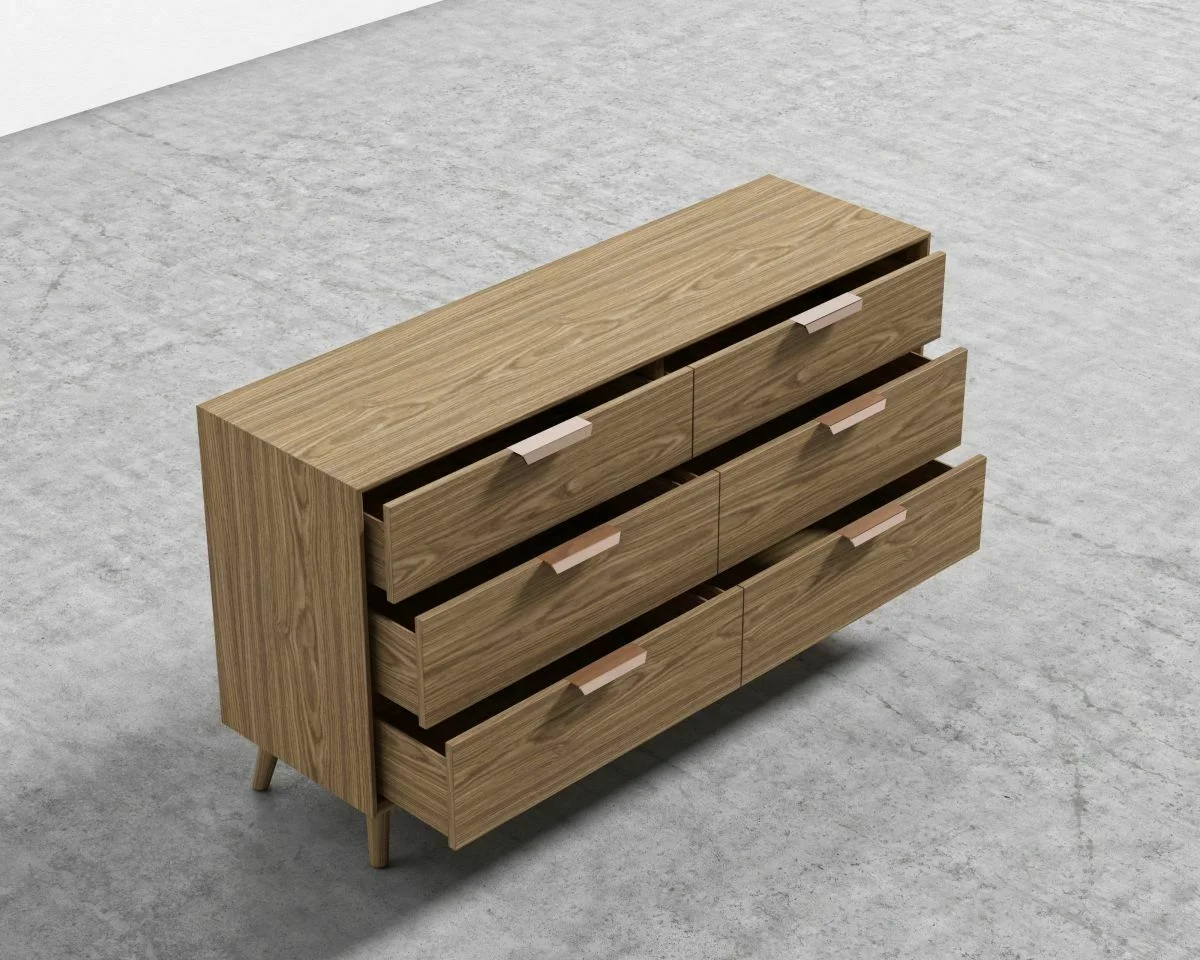 Asher Wide Dresser in Walnut Veneer Finish - RETAIL PRICE $1595