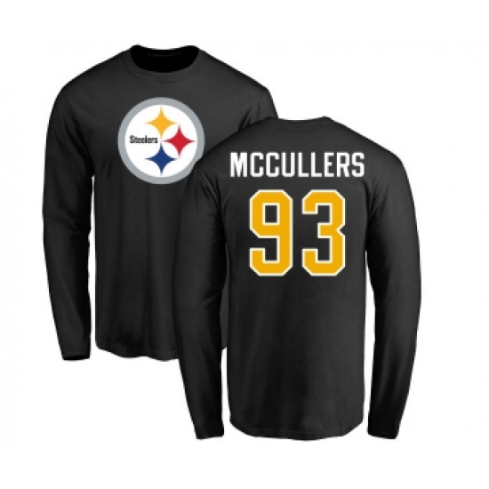Football Pittsburgh Steelers #93 Dan McCullers Black Name & Number Logo Long Sleeve T-Shirt