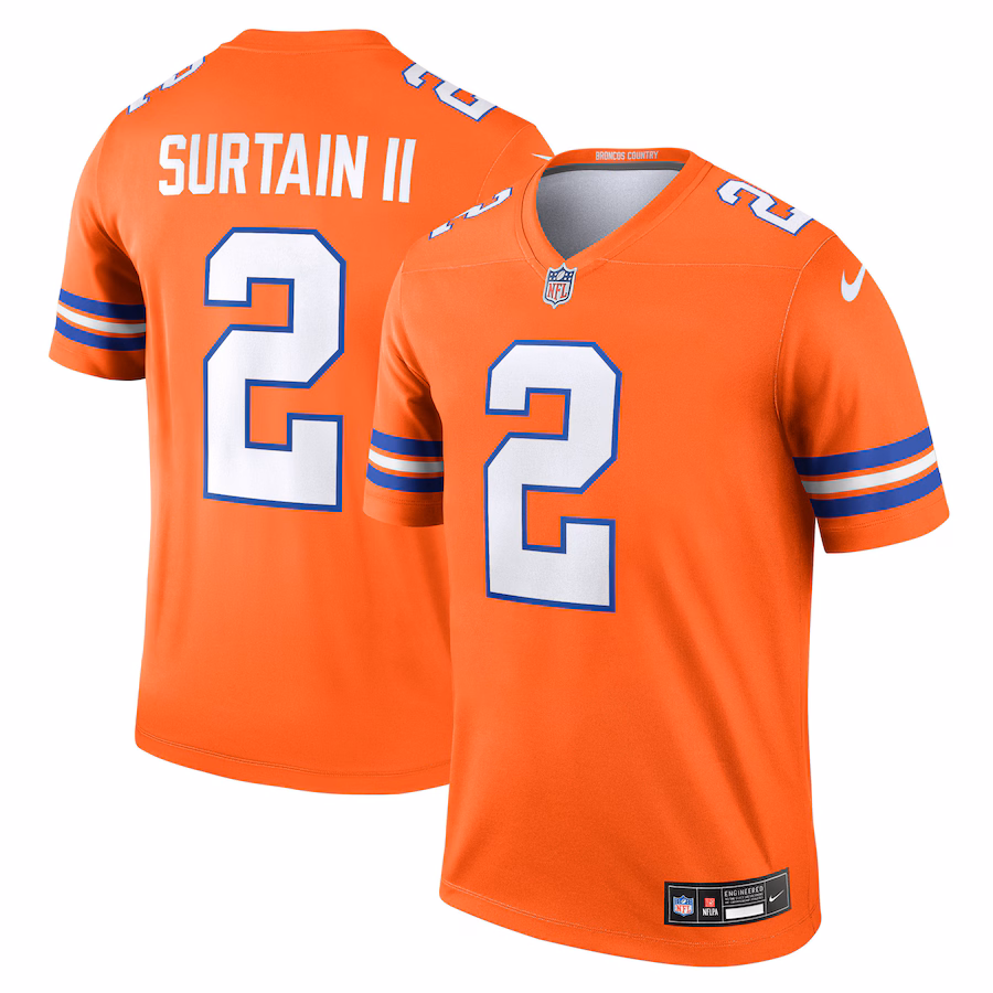 Men's Denver Broncos Patrick Surtain II Nike Orange Legend Player Performance Top