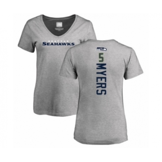 Football Women's Seattle Seahawks #5 Jason Myers Ash Backer T-Shirt