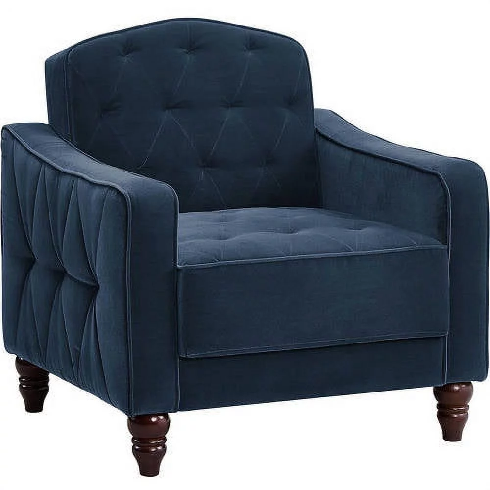 Novogratz Vintage Tufted Armchair, Living Room Furniture, Navy Velvet - Curated Treasures Market