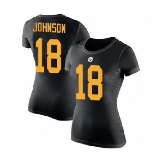 Women's Pittsburgh Steelers #18 Diontae Johnson Black Rush Pride Name & Number T-Shirt