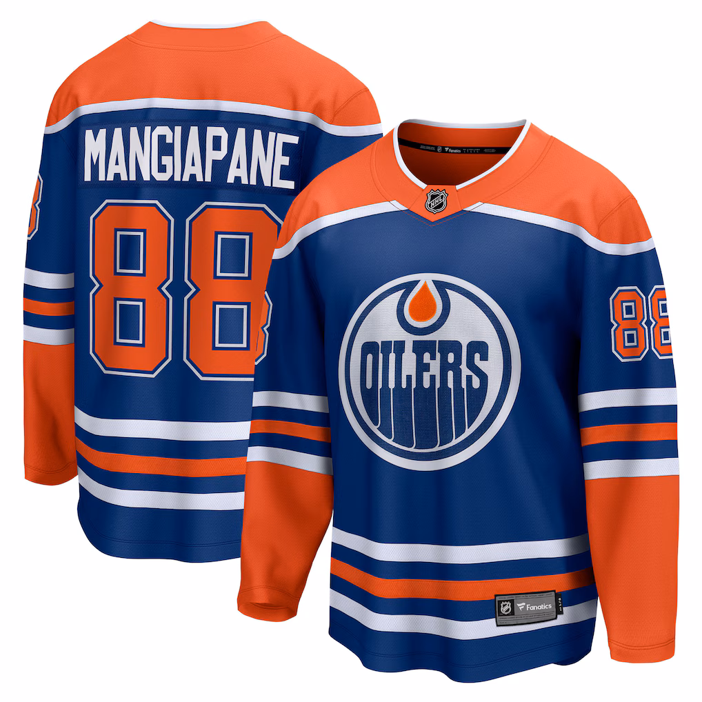 Men's Edmonton Oilers Andrew Mangiapane Fanatics Royal Home Breakaway Jersey